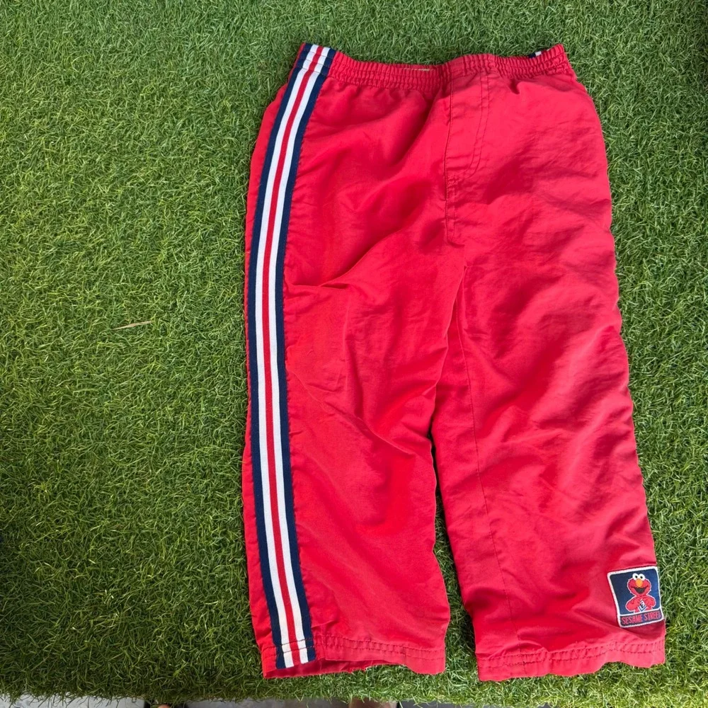 Vtg Sesame Street Elmo Toddler Boys 4T Fleece Varsity Jacket and Track Pants Set